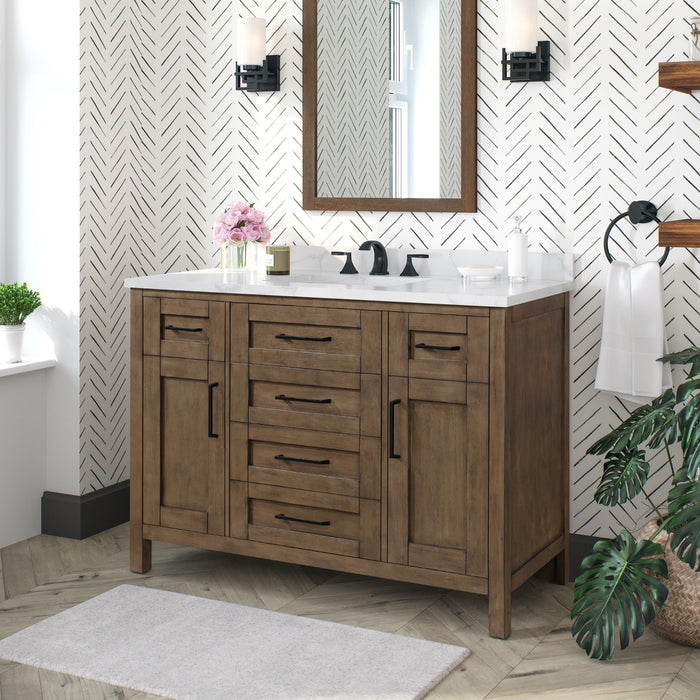 TAHOE- 48" Almond Latte, Solid Wood Bathroom Vanity with marble countertop - Construction Commodities Supply Inc.