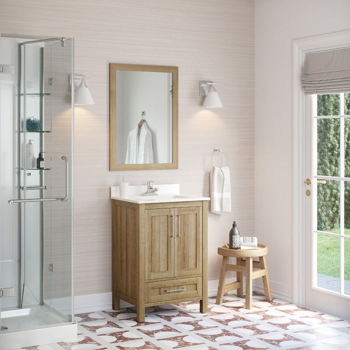 KANSAS- 24"  x 19" WHITE OAK Bathroom Vanity with Engineered stone top