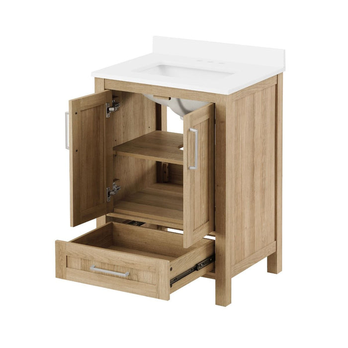 KANSAS- 24"  x 19" WHITE OAK Bathroom Vanity with Engineered stone top