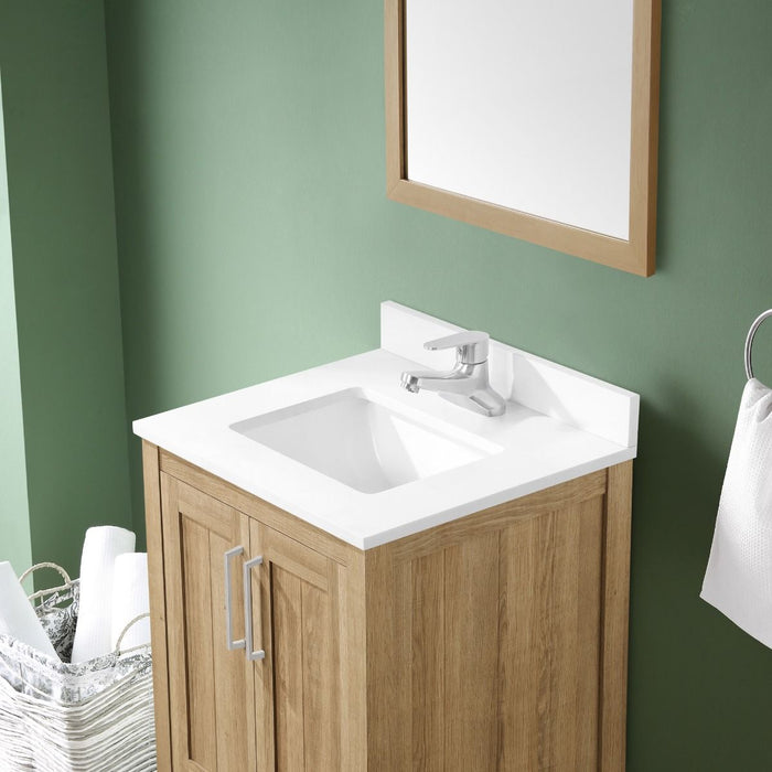 KANSAS- 24"  x 19" WHITE OAK Bathroom Vanity with Engineered stone top