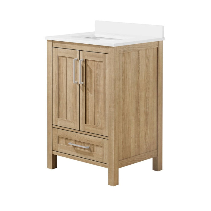KANSAS- 24"  x 19" WHITE OAK Bathroom Vanity with Engineered stone top
