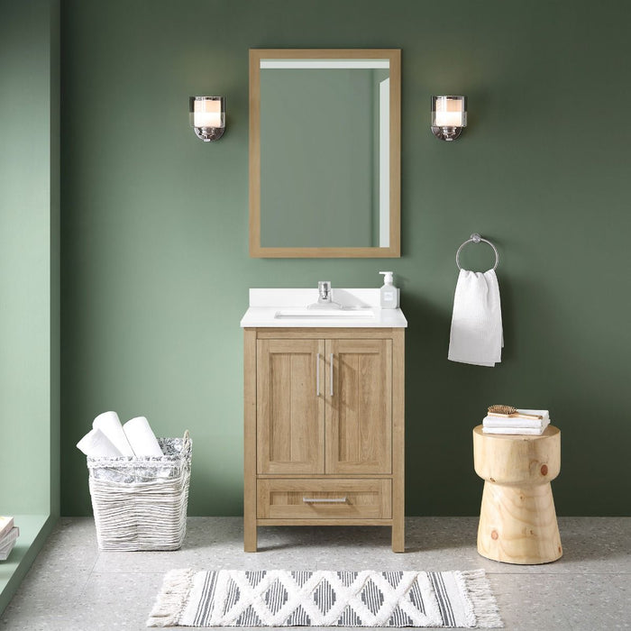 KANSAS- 24"  x 19" WHITE OAK Bathroom Vanity with Engineered stone top