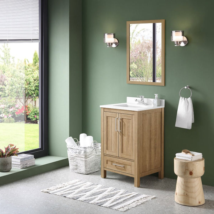 KANSAS- 24"  x 19" WHITE OAK Bathroom Vanity with Engineered stone top