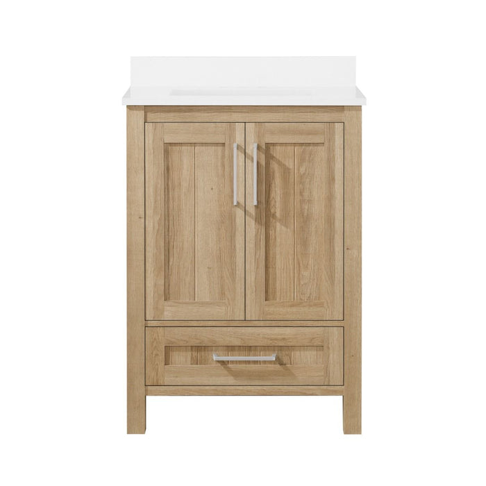 KANSAS- 24"  x 19" WHITE OAK Bathroom Vanity with Engineered stone top