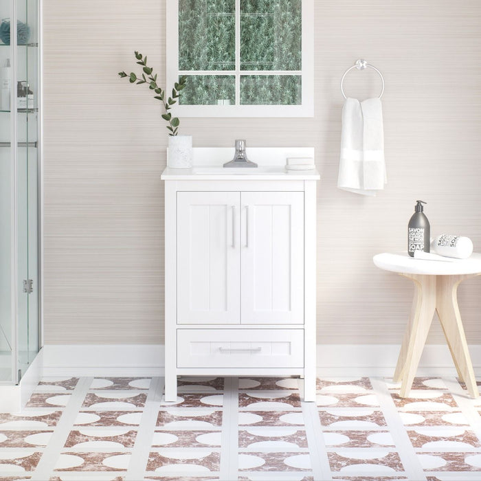 KANSAS- 24"  x 19" WHITE Bathroom Vanity with Engineered stone top