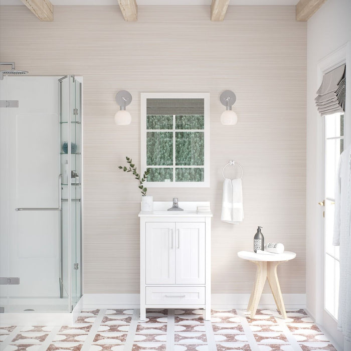 KANSAS- 24"  x 19" WHITE Bathroom Vanity with Engineered stone top