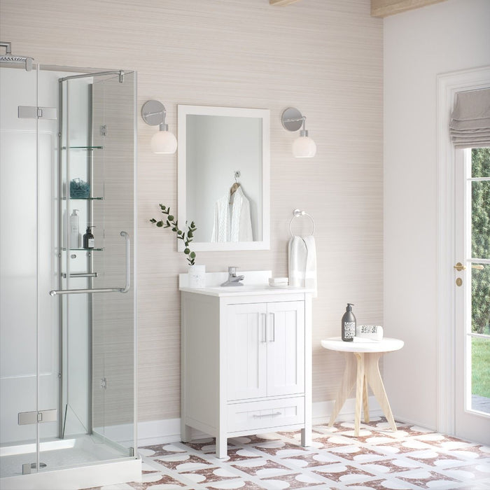 KANSAS- 24"  x 19" WHITE Bathroom Vanity with Engineered stone top