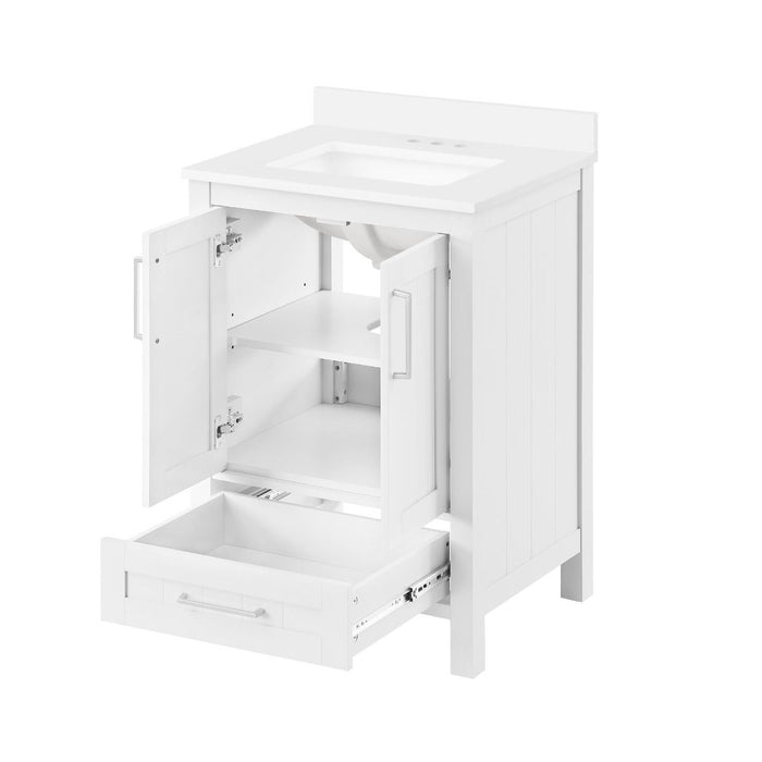 KANSAS- 24"  x 19" WHITE Bathroom Vanity with Engineered stone top