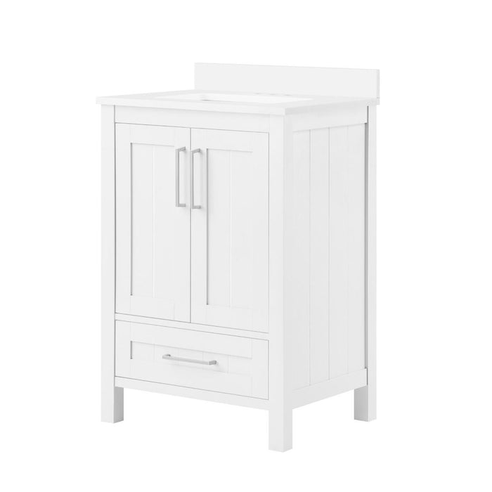 KANSAS- 24"  x 19" WHITE Bathroom Vanity with Engineered stone top