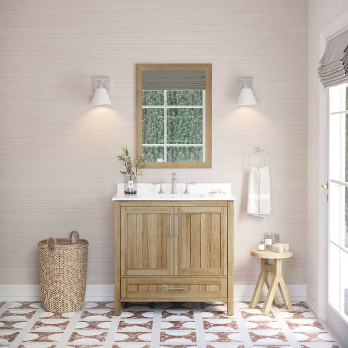 KANSAS- 36"  x 19" WHITE OAK Bathroom Vanity with Engineered stone top