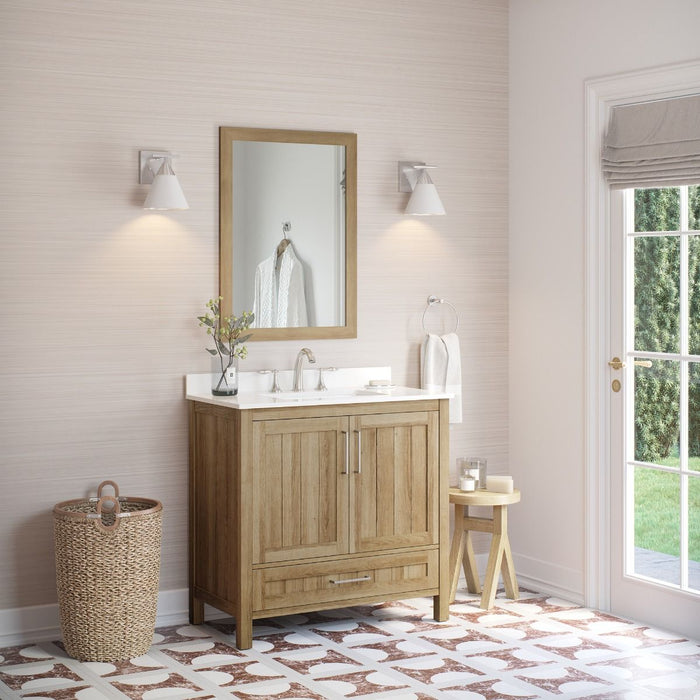 KANSAS- 36"  x 19" WHITE OAK Bathroom Vanity with Engineered stone top