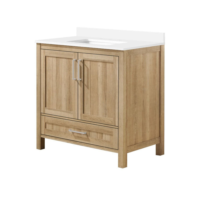 KANSAS- 36"  x 19" WHITE OAK Bathroom Vanity with Engineered stone top
