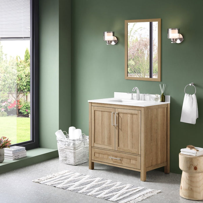 KANSAS- 36"  x 19" WHITE OAK Bathroom Vanity with Engineered stone top