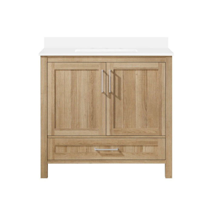 KANSAS- 36"  x 19" WHITE OAK Bathroom Vanity with Engineered stone top