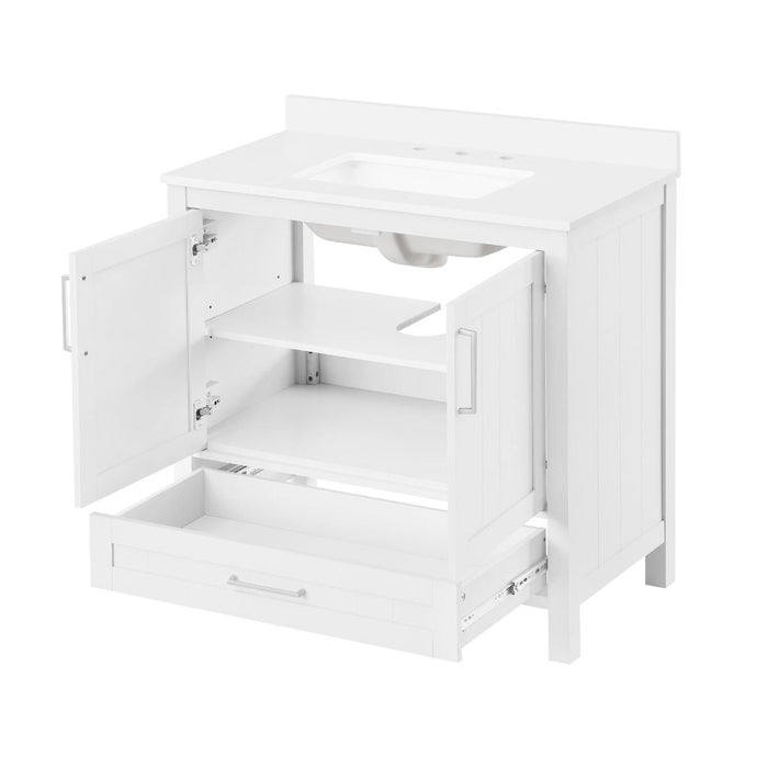 KANSAS- 30"  x 19" WHITE Bathroom Vanity with Engineered stone top