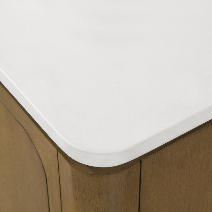 WINDSOR  - 48" BROWN OAK Solid wood Bathroom Vanity with White quartz top & overmount sink.