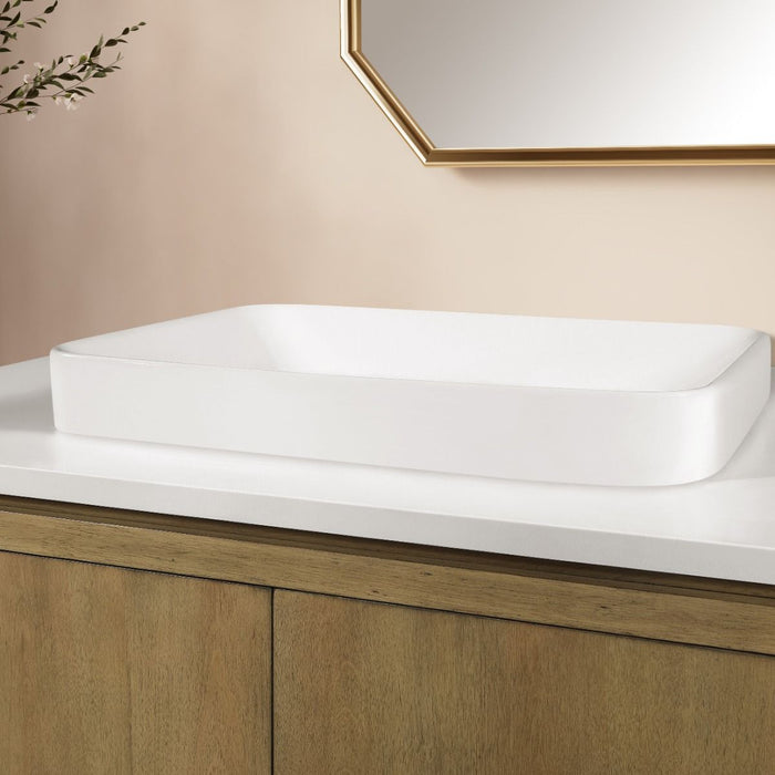 WINDSOR  - 48" BROWN OAK Solid wood Bathroom Vanity with White quartz top & overmount sink.