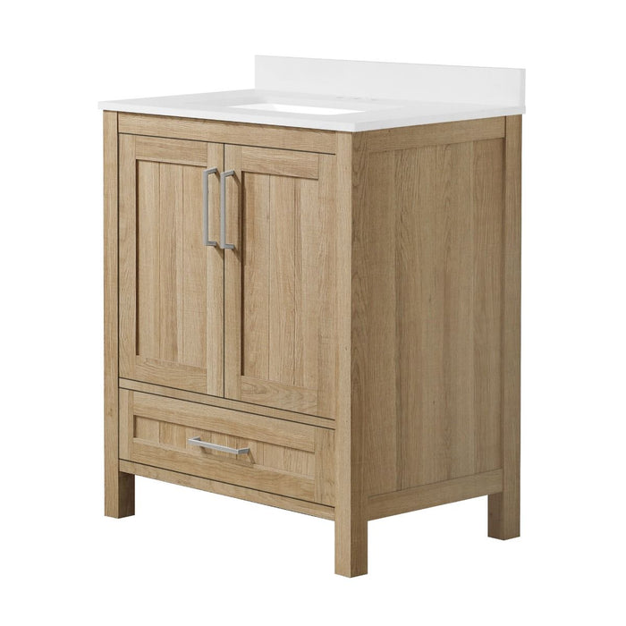 KANSAS - 30"  x 19" WHITE OAK Bathroom Vanity with Engineered stone top