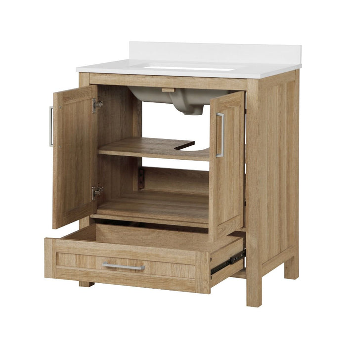 KANSAS - 30"  x 19" WHITE OAK Bathroom Vanity with Engineered stone top