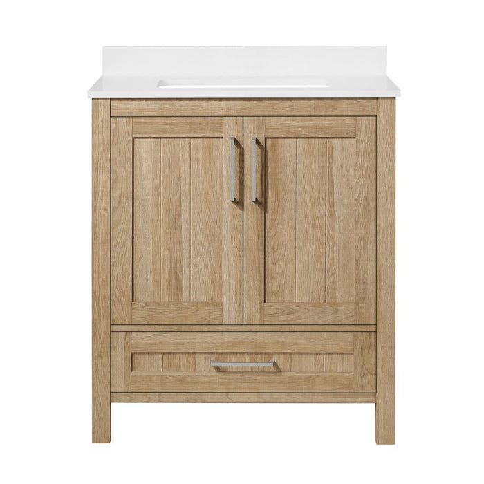KANSAS - 30"  x 19" WHITE OAK Bathroom Vanity with Engineered stone top