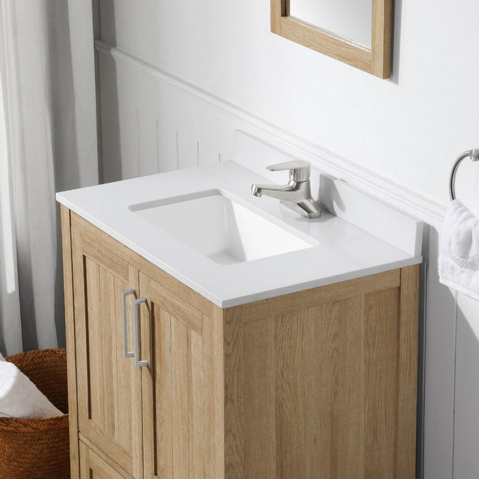 KANSAS - 30"  x 19" WHITE OAK Bathroom Vanity with Engineered stone top