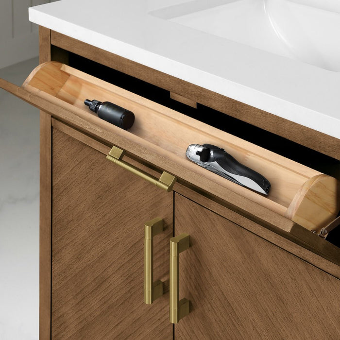 DIYA - 30" MACCHIATO, Solid Wood  Bathroom Vanity with White Engineered stone top