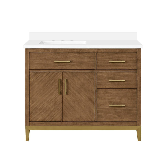 DIYA - 42" MACCHIATO Solid Wood Bathroom Vanity with White Engineered stone top