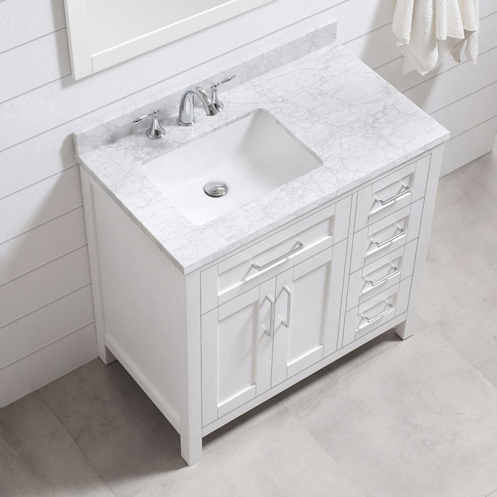 SIENA- 36" White, Solid Wood Bathroom Vanity with marble countertop