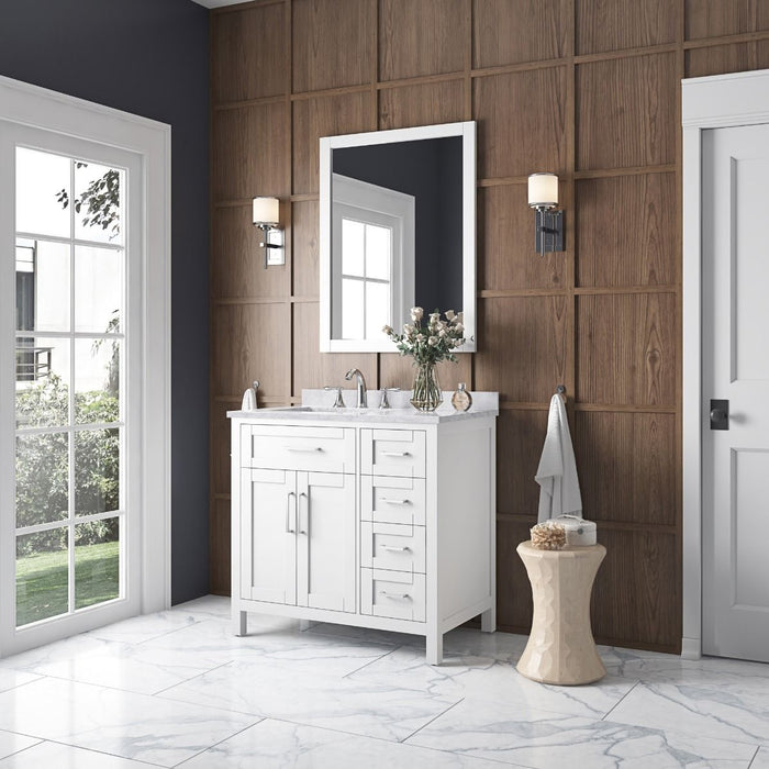 SIENA- 36" White, Solid Wood Bathroom Vanity with marble countertop