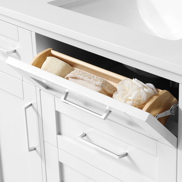 SIENA- 48" White , Solid Wood Bathroom Vanity with marble countertop