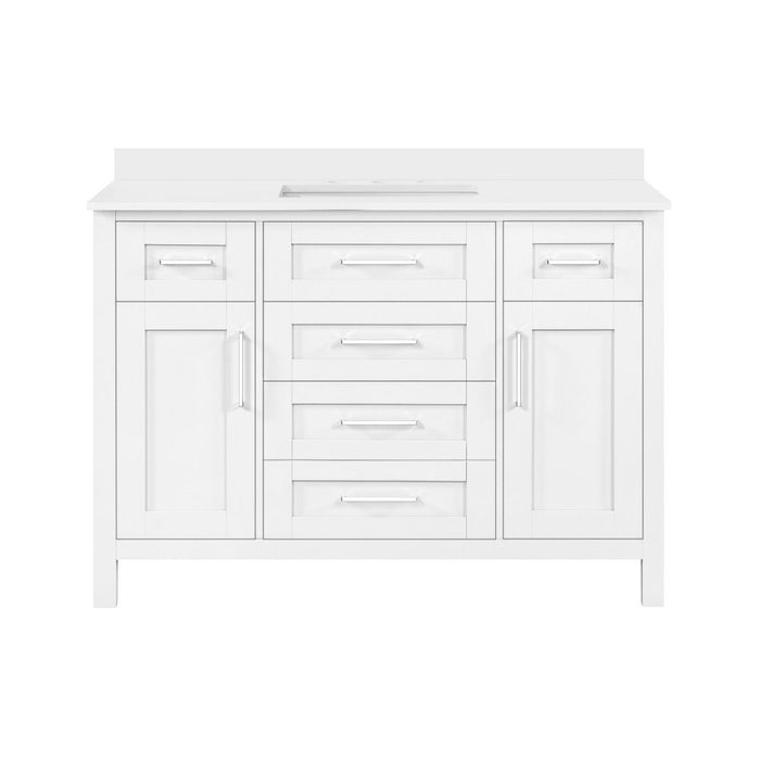 SIENA- 48" White , Solid Wood Bathroom Vanity with marble countertop