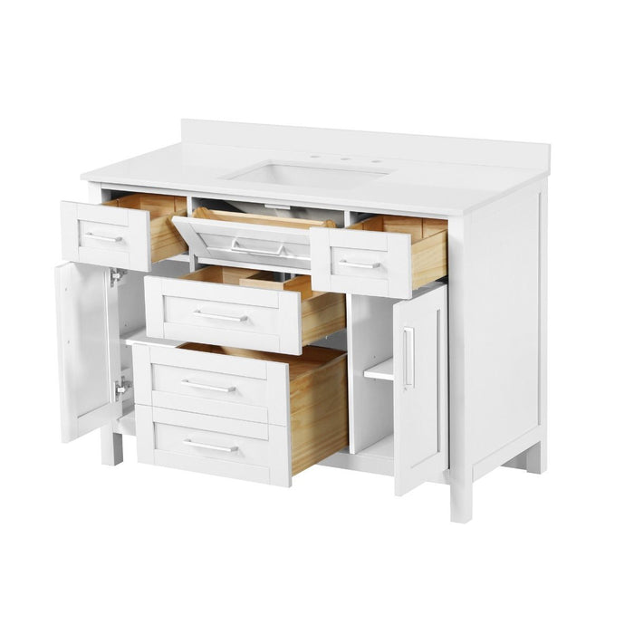 SIENA- 48" White , Solid Wood Bathroom Vanity with marble countertop
