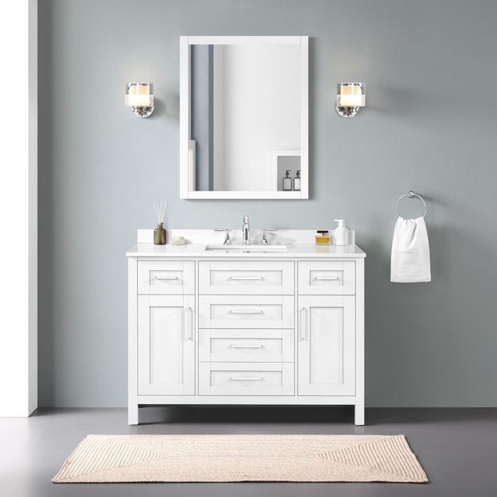 SIENA- 48" White , Solid Wood Bathroom Vanity with marble countertop