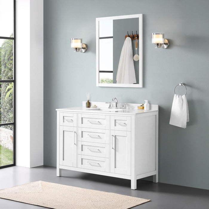 SIENA- 48" White , Solid Wood Bathroom Vanity with marble countertop