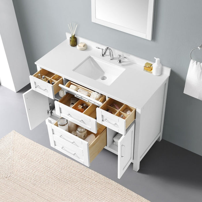 SIENA- 48" White , Solid Wood Bathroom Vanity with marble countertop