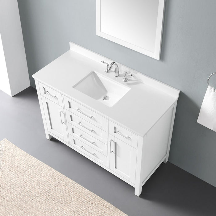 SIENA- 48" White , Solid Wood Bathroom Vanity with marble countertop