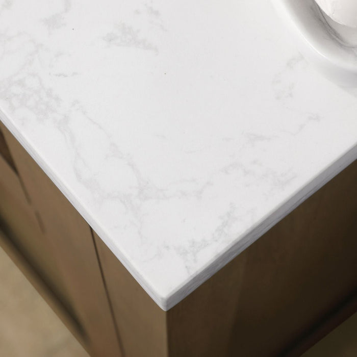 TAHOE- 72" Double Sink ,Almond Latte, Solid Wood Bathroom Vanity with White marble top - Construction Commodities Supply Inc.