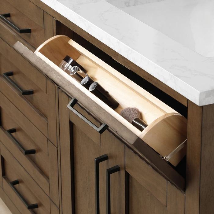 TAHOE- 72" Double Sink ,Almond Latte, Solid Wood Bathroom Vanity with White marble top - Construction Commodities Supply Inc.