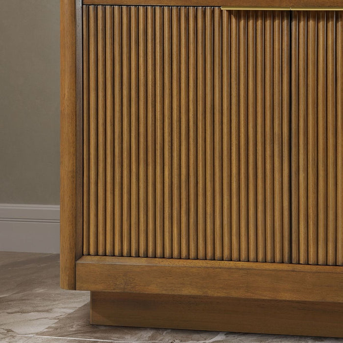 XANDER - 36"  WALNUT Solid Wood Bathroom Vanity with White Engineered stone top