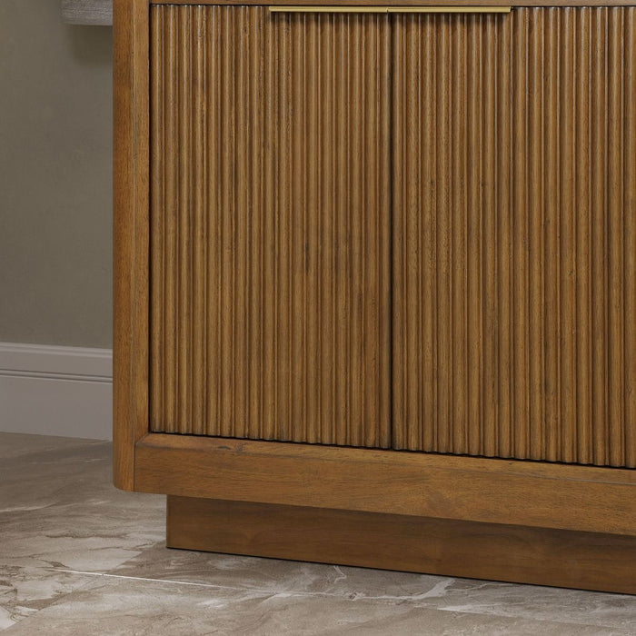 XANDER - 60" Double Sink, WALNUT Solid wood  Bathroom Vanity with White Engineered stone top