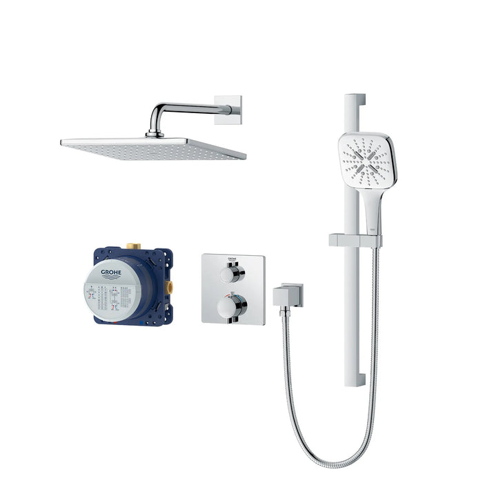 GROHE - RAINSHOWER  GrohTherm 2-Handle Thermostatic Single Function Square Shower Kit