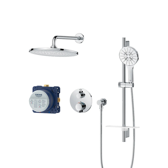 GROHE - RAINSHOWER GrohTherm 2-Handle Thermostatic Dual Function Round Shower Kit