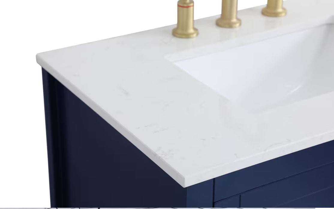 ELEGANT 24" x 19" Navy Blue , Floor Standing Modern Bathroom Vanity, Quartz Countertop