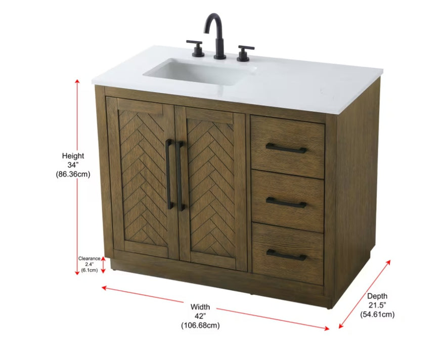 ASHTON- 42" Floor Standing Bathroom Vanity, Marble Countertop ( 3 colors available)