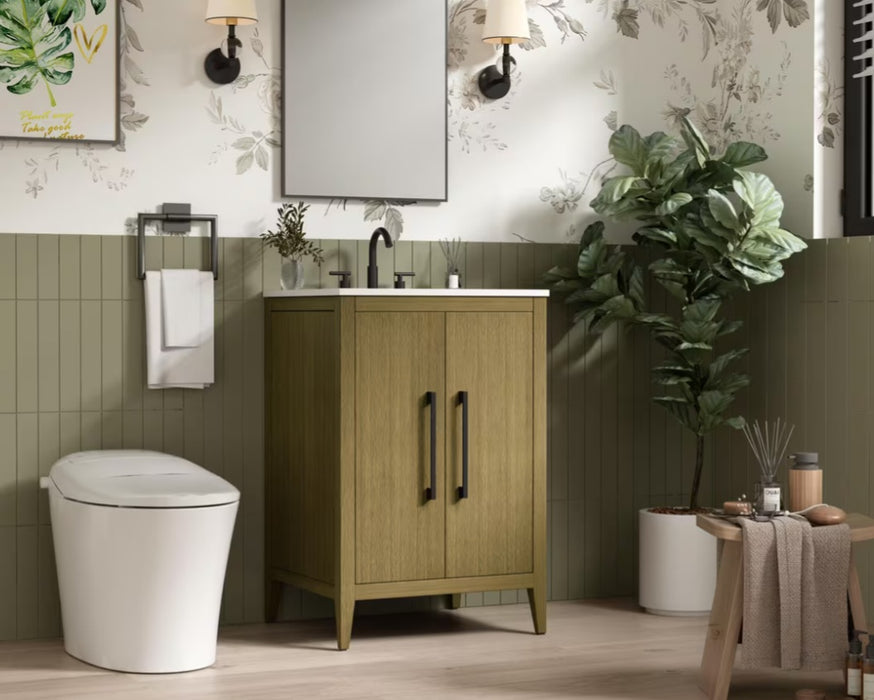 EMERSON - 24" Floor Standing Bathroom Vanity, Marble Countertop ( 3 colors available)