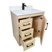 CANADIAN MAPLE - 30"  Left Side Drawers, Natural Stain Floor Standing Bathroom Vanity With Quartz Countertop - Construction Commodities Supply Inc.