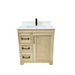 CANADIAN MAPLE - 30"  Left Side Drawers, Natural Stain Floor Standing Bathroom Vanity With Quartz Countertop - Construction Commodities Supply Inc.