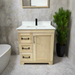 CANADIAN MAPLE - 30"  Left Side Drawers, Natural Stain Floor Standing Bathroom Vanity With Quartz Countertop - Construction Commodities Supply Inc.