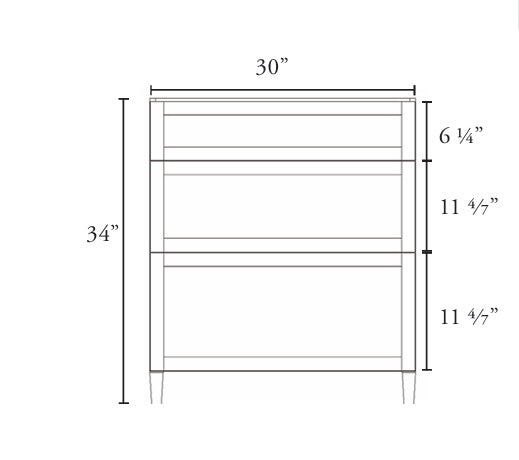 CLASSIC 30 Inch Dresser Style Bathroom Vanity, Canadian Made White painted with Quartz Countertop, Right Side Drawers