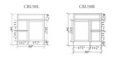 CRUSH - 30"  Narrow Shaker Bathroom Vanity (3 colors) With Quartz Countertop / Right Side Drawers